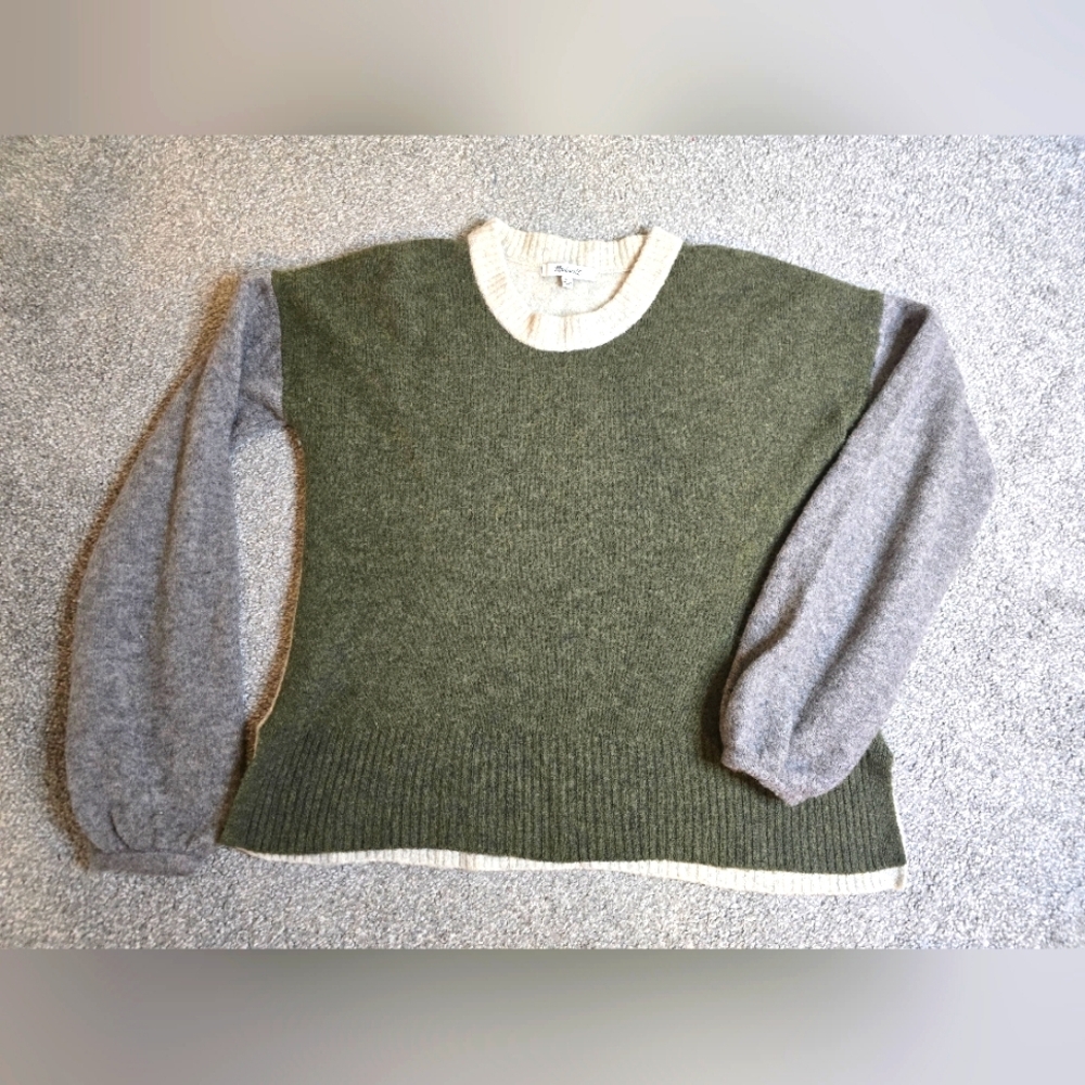Madewell 30% Merino Wool 10% Alpaca Colorblock Crewneck Sweater Sz XS
